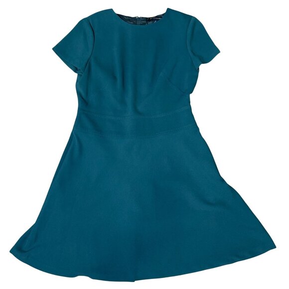 Brooks Brothers Teal Fit & Flare Dress | Short Sleeve Lined | Size 10 Workwear C - Picture 1 of 7